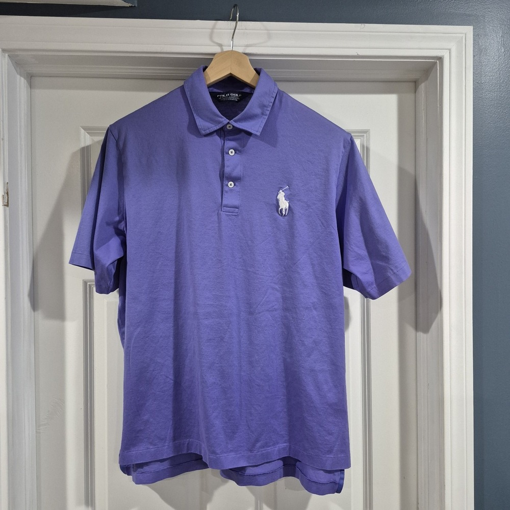 Polo Golf Ralph Lauren Shirt‎ Mens Large Lavender Blue Big Pony Pima Cotton Soft